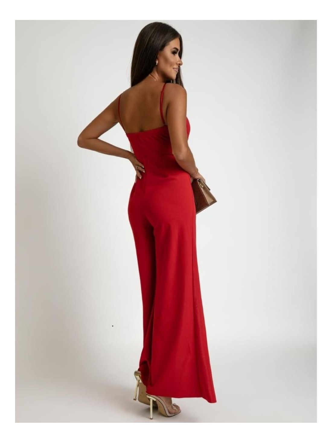 Summer jumpsuit with slits, red AZR6987